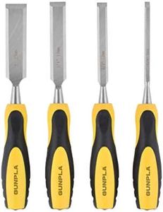 Gunpla 4 Pieces Wood Chisel Set Woodworking Carving Heavy Duty Hand Tools 1/4", 1/2", 3/4" and 1" (6mm, 12mm,19mm, 25mm) with Soft-Grip Handles