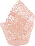 KOSTOO Cupcake Wrappers 50pcs/Pack Lace Cupcake Liners Laser Cut Cupcake Papers Cupcake Muffin Cups for Wedding/Birthday Party Decoration (Pink)