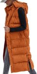 BTFBM Long Puffer Vest Women Quilted Hooded Button Down Zip Up Sleeveless Vests Outerwear Padded Jacket Winter Coat 2024(Orange, Medium)