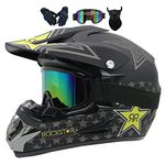 Youth Kid Motocross Helmet, Motorcycle ATV Off-Road Crash Helmet Full Face Helmet, Motocross Offroad Street Dirt Bike BMX MX Helmet, with Goggles Mask Gloves