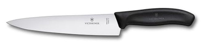 Victorinox Swiss Made Stainless Steel Swiss Classic Chef's Knife, Kitchen Tool for Carving Meat and Large Vegetable, 19 cm, Black, Professional & Household Use | 6.8003.19B