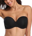 HACI Women's Full Coverage Strapless Bra Plus Size Underwire Multiway Bras(Black,36DD)