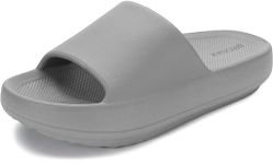 BRONAX Recovery Slides for Women and Mens | Arch Support Cushioned Thick Sole Pain Relief Slippers, Grey With Arch Support, 13.5-14.5 Women/11.5-12.5 Men