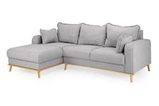 Honeypot Sofa - Briar Corner Sofa for Living Room - Soft Grey Fabric Upholstered Couch | Set Up Included | Made in EU | Built to Last (Grey, Left Hand Facing Corner)