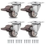 W B D WEIBIDA Heavy Duty Castor Wheels with 4 Brakes, 1" Rubber Casters with Load Capacity 100 Lbs, Easy Rolling Small Swivel Trolley Caster for Furniture, Table, Baby Bed, 4 Pack