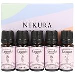 Nikura French Lavender Essential Oil - (5 x 10ml) | 100% Pure Natural Oils | Perfect for Sleep, Aromatherapy, Diffusers, Humidifier, Bath | Great for Self Care, Massage, Hair | Vegan & UK Made