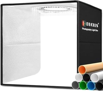 DUCLUS Studio Photo 40 x 40 cm, 18W Améliorée, Kit de Box Photo Règlable avec 160 LEDs 5500K et Interface Type C, 8 Arrière Plans Photo pour la Photographie de Produits