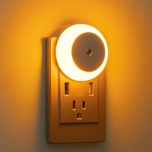 3 Pack LED Night Lights, Plug in Indoor Light for Kid Baby Nursery Night Lights, LED Wall Lights for Closet, Bedroom, Bathroom, Kitchen, Corridor, Hallway Stair, Dusk to Dawn Sensor, Orange Light