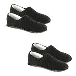 Footmate Lightweight Anti-Skid House Shoes, Anti Slip/Skid Rubber Grip Casual House Slipper Socks, Low Cut Socks for Home, Office, Living Room, Bedroom – BLACK, Size- L (25.5 cm) (2 Pair Pack)