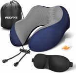 Adofys Travel Pillow Premium Memory Foam, Comfortable & Supportive Neck Pillow, Pain Relief Sleeping Neck Pillows for Travel, Airplane Pillow for Sleeping Airplane, Car, Office and Home (Blue)