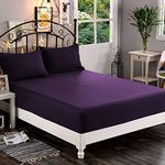 Elegant Comfort 1500 Premium Hotel Quality 1-Piece Fitted Sheet, Softest Quality Microfiber - Deep Pocket up to 16 inch, Wrinkle and Fade Resistant, Twin/Twin XL, Eggplant-Purple