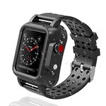 OWKEY Waterproof Apple Watch Case 42mm Series 3 with 3PCS Premium Multi-Size Bands, Built-in Screen Protector Full Body Rugged iWatch Protective Case Anti-Scratch Drop Shock Proof Apple Watch Case