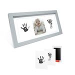 Baby Hand and Footprint Kit,Newborn Baby Picture Frame - Baby Prints Photo Keepsake Frame with Safe Clean-Touch Inkless Ink Pad,Gift for New Parents or Baby Registry,Baby Shower Gifts. (Cloud Gray)