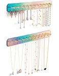 NiHome Wall Mount Acrylic Jewelry Organizer 2-Pack, Durable Sleek Rack Strong Carbon Steel Hooks for Dressing Table, Bathroom, Kitchen, Hassle-Free Installation Multiple Mounting Options (Iridescent)