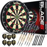 WINMAU Blade 6 Bristle Dartboard and Canadian Brass Darts Set with Flights and Shafts (Stems)