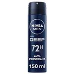 NIVEA MEN DEEP Black Carbon Anti-Perspirant Spray (150ml), Men's Deodorant Spray with 72H of Protection Against Stains and Odours, Anti-Bacterial, Developed with MAXXTECH Formula