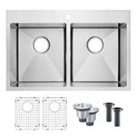 Yutong Top-Mount/Drop in Stainless Steel Double Bowl Kitchen Sink (Siver, 28" with Grid)