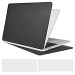 TECOOL Case Compatible with MacBook Pro 13 inch 2016-2022 (M2 M1 A2338 A2289 A2251 A2159 A1989 A1706 with Touch Bar), Ultra Thin Hard Shell [Fine Frosted Texture] & UK EU Keyboard Cover, Matte Black