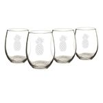 Cathy's Concepts Pineapple Stemless Wine Glasses (Set of 4)