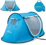 Abco Tech 2-Person Sky Blue Pop Up Portable Cabana Tent - 2 Doors, Water-Resistant, UV Protection, Carrying Bag