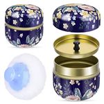 Sibba Powder Case with Powder Puff for Body Powder Empty Container Dusting Powder Box Baby After Bath Powder Puff Kit Makeup Powder Dispenser Case (Blue)