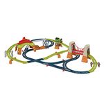 Fisher-Price Thomas & Friends Percy 6-in-1 Set with motorized toy train engine and 6 track layouts