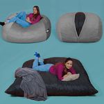 Urban Yogi Foam Bean Bag Sac - Converts from BeanBag to Bed - 5 Year Warranty - Washable Cover - Soft Velvet Fabric - Never Goes Flat (Jumbo, Silver, Bean Bag Bed)