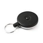 KEY-BAK Original SD Retractable Keychain, 36" Retractable Cord, Black Vinyl Front, Steel Belt Clip, 13 oz. Retraction, Split Ring - Made in USA