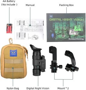 ANIUXIAOGE Military Digital Night Vision Monocular – Head-Mounted IR Scope for Hunting, White/Black