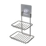 KHANAK Enterprise Mounted Double Layer soap Dish Holder Stainless Steel Wall Hanging Soap Storage Rack for Kitchen Bathroom-with Self Adhesive Magic Sticker Made in India