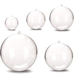 Christmas Ornament Balls Acrylic Clear, DIY Bath Bomb Mold, Bath Bomb molds, Craft Plastic Ball Ornament for Wedding Party Xmas Decor (5 Size, 25 pcs)