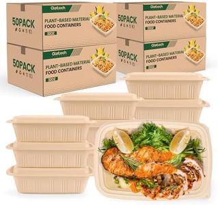 Glotoch Express 32 oz-200 Pack Meal Prep Containers with Lids,Resuable Cornstarch Material Salad Containers, Plant-based Lunch Boxes, Plastic Take Out Bowls for Restaurant