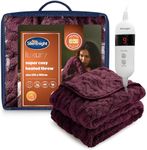 Silentnight Luxury Super Cosy Heated Throw - Snuggly Soft Knit Jacquard Fleece Electric Blanket for Sofa Bed with 9 Heat Settings - Fast Heat-up and Safe Shut Off - Machine Washable - 120x160cm, Berry