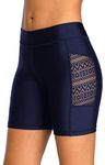 ATTRACO Womens Swim Bottom Swim Shorts Waistband Boyleg Boardshort with Liner