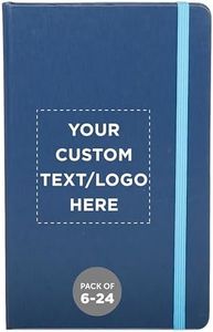 DISCOUNT PROMOS Custom Hardcover Notebook Journals with Elastic Colored Band Set of 6/12/24, Personalized Bulk Pack - Perfect for Office, Home - Blue