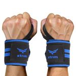 XTRIM Wrist Support for Men & Women, Wrist Band for Men, Gym Wrist Wrap, Gym Fitness Band, Gym Equipment for Home, Gym Exercise Accessories for Men for Hand Grip & Wrist Support Crepe Bandage (Black & Blue)