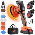 GEARLASSO Cordless Car Buffer Polisher, 8 Variable Speed Car Polisher 2800-6000RPM Car Polishing Machine with 2X 21V 2.0Ah Batteries and 17 Piece Polishing Kit for Car Detailing Scratch Removing
