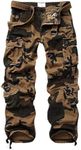 Men's BDU Casual Military Pants, Cotton Camo Tactical Wild Combat Cargo ACU Rip Stop Trousers with 8 Pockets #7533-Blackhawk Camo,34