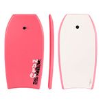 Nalu Bodyboard with Leash 42" Body Board with Crescent Tail and XPE Core Pink