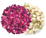 A D Food & Herbs Combo of Dried Jasmine/Rose Flower Petals Aromatic Edible for Homemade Lattes, Tea Blends, Bath Salts, Gifts, Crafts each pack (20 Gms)