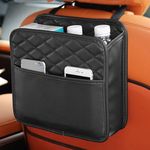 Vizaro Car back Seat organizer and hanging storage bag-Premium leather 25.5 CM Multifunction Car Seat Back Organizer for Kids & Adults (Black)