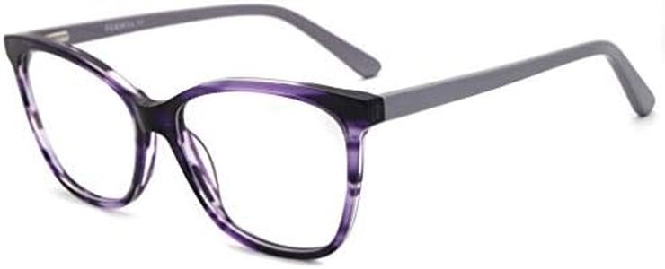 Stylish acetate square eyeglasses large frame non prescription clear lens women classic purple eyeglasses