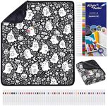 Halloween Washable Coloring Blanket Kit-48-Color Markers for Kids & Adults