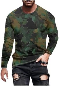Long Sleeve Shirts for Men Camouflage Hunting Gear Compression Shirt Gym Running Mens Fitness Tactical Vest Biking Football Soccer 04#,Army Green,XL