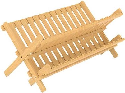 Greenco Bamboo Premium Dish Drying Rack Drainer Collapsible 2 Tier 14 Slots