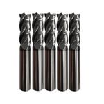 Smileray 1/8" Carbide Square End Mill Set for Alloy Steels/Hardened Steels, 4 Flute HRC 55 Deg AlTiN Coating End Mill Bits Set, CNC Router Bits (Pack of 5)