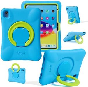 NLR FUN Kids Case for iPad, Shockproof Cover for 10.9” iPad 10th generation (2022), Lightweight Full Body Protective Case with Foldable Handle/Stand (Blue+Green)