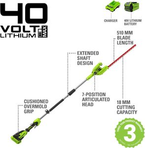 Greenworks Cordless Pole Hedge Trimmer – Lightweight, Battery Powered