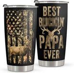 Macorner Hunting Gifts for Men - Stainless Steel Tumbler 20oz for Father - Best Papa Ever - Gifts for Men Dad Papa Husband - Fathers Day & Birthday Gift for Dad from Daughter Son - Gifts for Hunters