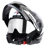 Steelbird SBA-7 Huracan ISI Certified Flip-Up Helmet for Men and Women with Inner Sun Shield (Glossy Black Grey, Medium 580 MM)